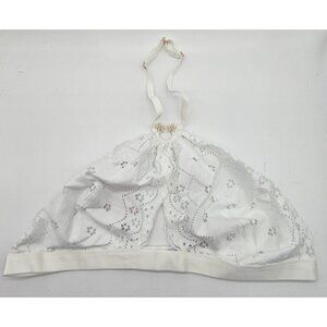 Savage X Fenty Bralette Women's Size 2X White Bra Curvy Broderie Lace Halter